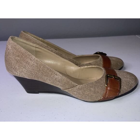 Styles & Co 10M Brown Connie Fabric Tweed Wedge Shoe‎ Neutral Momcore Grannycore - Picture 3 of 6